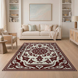 Ornate Maroon Medallion Persian Area Rug