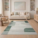 Blue and Teal Geometric Modern Teal Geometric Modern Area Rug