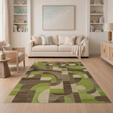 Green Geometric Modern Vibrant Green Geometric Modern Area Rug