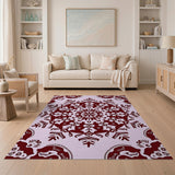 Ornate Pink Maroon Mandala Rug