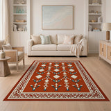 Terracotta Teal Geometric Southwestern Rug