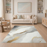 Grey Gold Marble Abstract Area Rug
