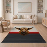 Shaggy Highland Cow Geometric Area Rug
