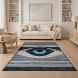 Bold Blue Eye Geometric Area Rug