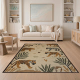 Whimsical Cartoon Jungle Animals Area Rug