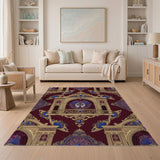 Opulent Theater Mask Red Area Rug