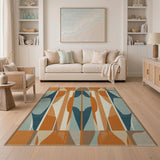 Multi-color and Patterns Bold Geometric Teal Orange Area Rug