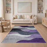 Purple Purple Wave Geometric Modern Area Rug