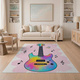 Vibrant Tie-Dye Electric Guitar Music Area Rug