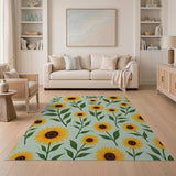 Floral Vintage Yellow Vibrant Sunflower Meadow Area Rug
