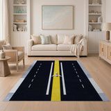Airplane Runway Geometric Area Rug