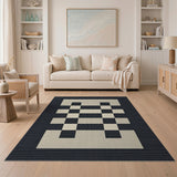 Black and White Geometric Modern Bold Black White Geometric Grid Area Rug