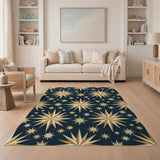Gold Starburst Navy Geometric Area Rug