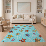 Playful Cartoon Stars Maze Area Rug
