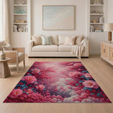 Dreamy Pink Peony Blossom Area Rug