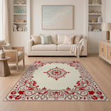 Red Traditional Persian Red Ornate Persian Medallion Area Rug