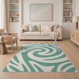 Teal Wave Abstract No. 2 Area Rug