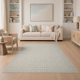 Beige and Neutral Geometric Modern Beige Geometric Lattice Area Rug