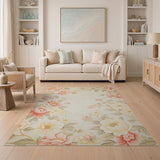 Blush Floral Vintage Blush Peony Floral Area Rug