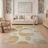 Modern Gold Circles Geometric Area Rug