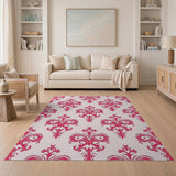 Elegant Pink Elegant Pink Damask Floral Area Rug