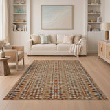 Brown and Tan Tan Rust Geometric Southwestern Area Rug