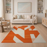 Geometric Modern Orange Bold Orange Geometric Abstract Area Rug