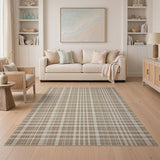 Classic Beige Tan Plaid Check Area Rug