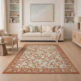 ODIKA Washable Vintage Terracotta Botanical Vine Area Rug, Low Pile Non-Slip