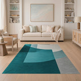 Teal Geometric Abstract Area Rug