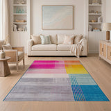 Vibrant Multi-color and Patterns Vibrant Multi-Color Geometric Stripe Area Rug