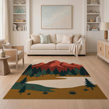 Red Peaks Pine Forest River Rug