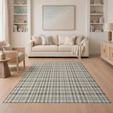 Beige Plaid Rustic Farmhouse Area Rug