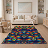 Multi-color and Patterns Vibrant Rainbow Mask Washable Area Rug