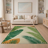 Coastal Green Palm Frond Area Rug