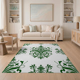 Green Elegant Green Floral Damask Area Rug