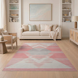 Pink Geometric Diamond Southwestern Rug
