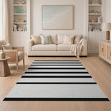 Horizontal Stripe Black and White Bold Black White Horizontal Stripe Area Rug