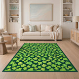Lucky Shamrock Green Floral Vintage Area Rug