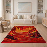 Fiery Red Canyon Peaks Area Rug
