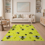 Cheerful Yellow Cartoon Bee Area Rug