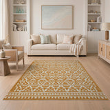 Terracotta Ivory Geometric Tribal Area Rug