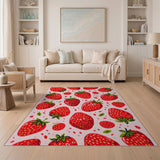 Whimsical Strawberry Fruit Pattern Area Rug