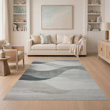 Grey Abstract Wave Abstract Area Area Rug
