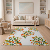 Vibrant Orange Floral Multi-Color Area Rug