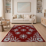 Ornate Red Snowflake Floral Cutout Rug