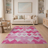 Pink Ombre Hearts Geometric Area Rug