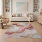 Pink Gold Marble Abstract Area Rug