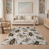 Vintage Butterfly Beetle Pattern Area Rug