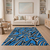 Dynamic Blue Abstract Geometric Area Rug